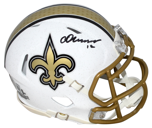 CHRIS OLAVE AUTOGRAPHED NEW ORLEANS SAINTS 2025 ALT SPEED MINI HELMET BECKETT