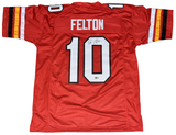 TAI FELTON AUTOGRAPHED MARYLAND TERRAPINS #10 RED JERSEY BECKETT
