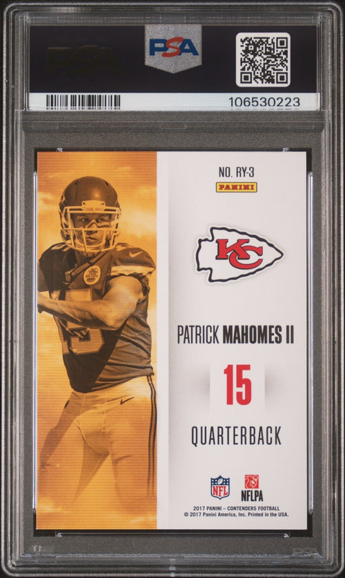 PATRICK MAHOMES SIGNED 2017 PANINI CONTENDERS ROY ROOKIE RC PSA 8 AUTO 10