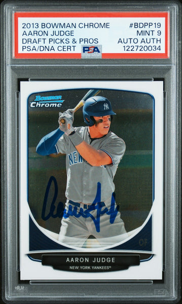 AARON JUDGE SIGNED 2013 1st BOWMAN CHROME ROOKIE RC AUTO PSA 9 - FULL SIGNATURE