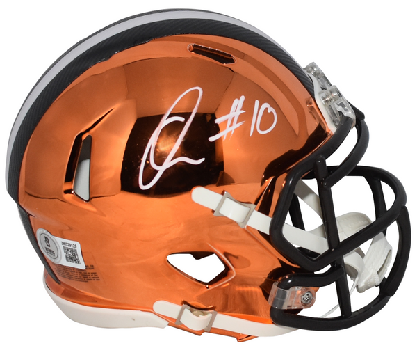 QUINSHON JUDKINS SIGNED CLEVELAND BROWNS CHROME SPEED MINI HELMET BECKETT
