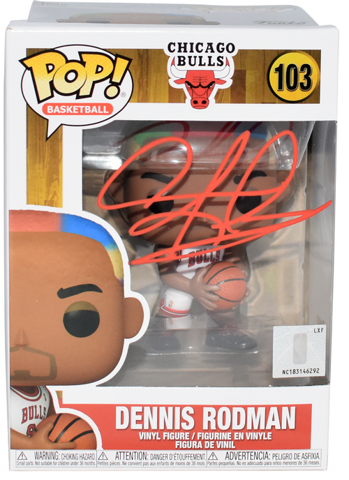 DENNIS RODMAN AUTOGRAPHED CHICAGO BULLS #103 FUNKO POP FIGURE BECKETT