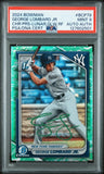 GEORGE LOMBARD JR SIGNED 2024 BOWMAN CHROME LUNAR GLOW REFRACTOR 1ST RC PSA 9