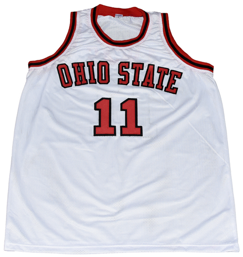 JERRY LUCAS SIGNED OHIO STATE BUCKEYES #11 BASKETBALL JERSEY W/ 1960 CHAMPS