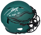 MAKAI LEMON SIGNED PHILADELPHIA EAGLES AUTHENTIC RAVE HELMET W/ FLY EAGLES FLY
