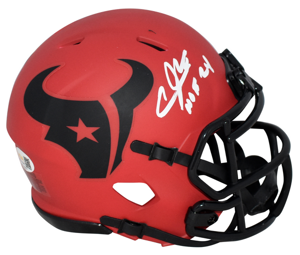 ANDRE JOHNSON SIGNED HOUSTON TEXANS RAVE SPEED MINI HELMET JSA W/ HOF 24