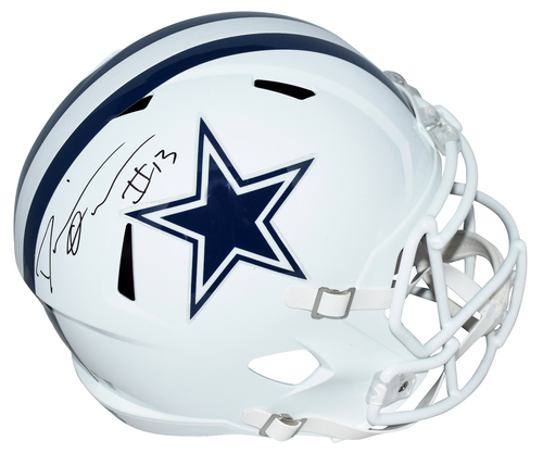 DEMARVION OVERSHOWN SIGNED DALLAS COWBOYS WHITE FULL SIZE SPEED HELMET BECKETT
