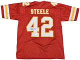CARSON STEELE SIGNED AUTOGRAPHED KANSAS CITY CHIEFS #42 RED JERSEY BECKETT
