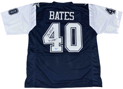 BILL BATES SIGNED DALLAS COWBOYS #40 THANKSGIVING JERSEY TRISTAR W/ 3X SB CHAMPS