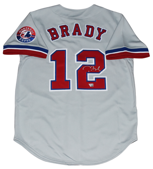 TOM BRADY AUTOGRAPHED MONTREAL EXPOS #12 MITCHELL & NESS JERSEY FANATICS