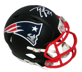 TY LAW AUTOGRAPHED NEW ENGLAND PATRIOTS FLAT BLACK MINI HELMET BECKETT