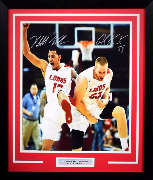 KENDALL WILLIAMS & ALEX KIRK SIGNED NEW MEXICO LOBOS 16x20 FRAMED PHOTO