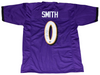 ROQUAN SMITH AUTOGRAPHED BALTIMORE RAVENS #0 PURPLE JERSEY BECKETT