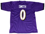 ROQUAN SMITH AUTOGRAPHED BALTIMORE RAVENS #0 PURPLE JERSEY BECKETT