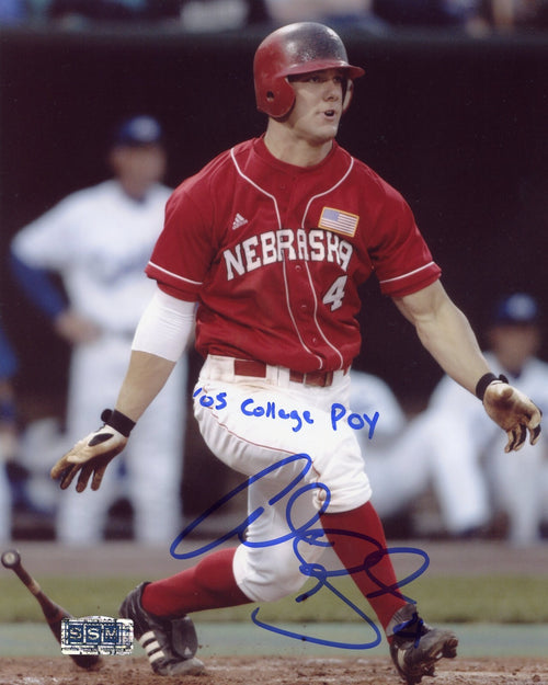 ALEX GORDON SIGNED NEBRASKA CORNHUSKERS 8X10 PHOTO W/ 05 COLLEGE POY