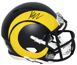 KYREN WILLIAMS SIGNED LOS ANGELES RAMS 2025 RIVALRIES SPEED MINI HELMET BECKETT