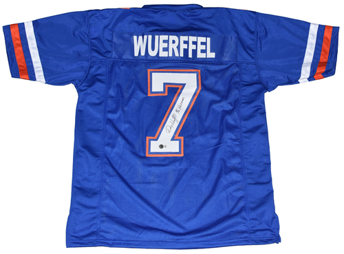 DANNY WUERFFEL AUTOGRAPHED SIGNED FLORIDA GATORS #7 BLUE JERSEY W/ 96 HEISMAN