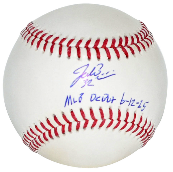 JACOB MISIOROWSKI SIGNED BREWERS OFFICIAL RAWLINGS BASEBALL W/ MLB DEBUT 6-12-25