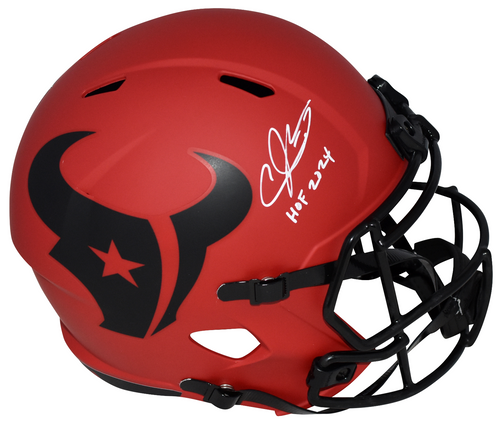 ANDRE JOHNSON SIGNED HOUSTON TEXANS RAVE FULL SIZE SPEED HELMET JSA W/ HOF 2024