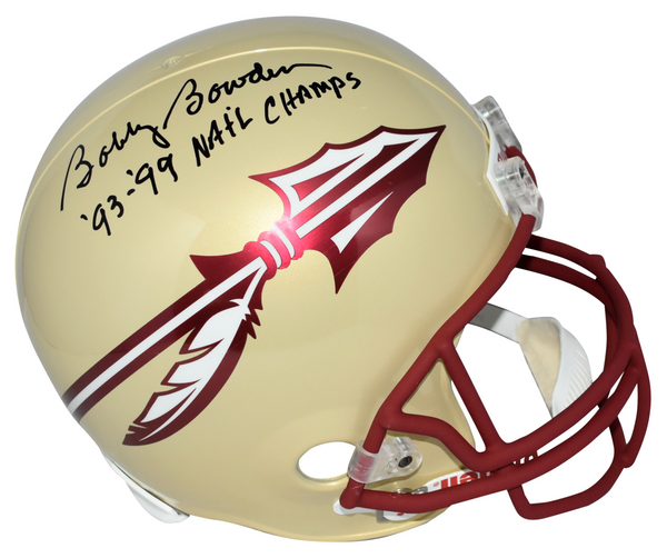 BOBBY BOWDEN SIGNED FLORIDA STATE SEMINOLES FULL SIZE HELMET W/ 93 99 CHAMPS