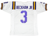 ODELL BECKHAM JR SIGNED AUTOGRAPHED LSU TIGERS #3 WHITE JERSEY JSA