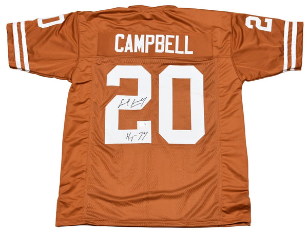 EARL CAMPBELL AUTOGRAPHED TEXAS LONGHORNS #20 JERSEY BECKETT W/ HT 77