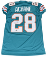 DE'VON ACHANE AUTOGRAPHED SIGNED MIAMI DOLPHINS #28 GAME CUT JERSEY BECKETT