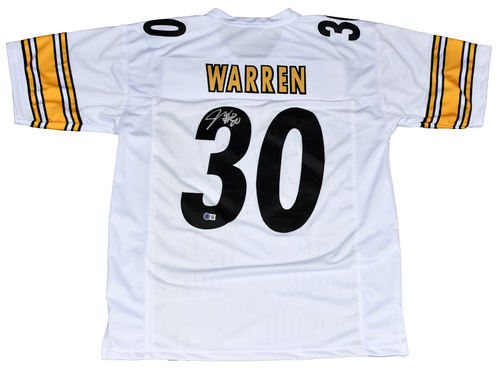 JAYLEN WARREN AUTOGRAPHED PITTSBURGH STEELERS #30 WHITE JERSEY BECKETT