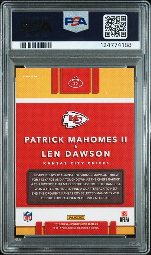 PATRICK MAHOMES SIGNED 2017 PANINI DONRUSS OPTIC ILLUSIONS RC PSA 9 AUTO 10