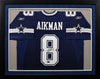 TROY AIKMAN AUTOGRAPHED DALLAS COWBOYS #8 REEBOK FRAMED JERSEY JSA