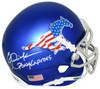 ERIC DICKERSON SIGNED SMU MUSTANGS SATIN BLUE MINI HELMET W/ PONY EXPRESS