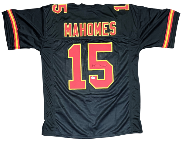 KANSAS CITY CHIEFS PATRICK MAHOMES SIGNED AUTOGRAPHED #15 BLACK JERSEY BECKETT