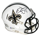 EMMANUEL SANDERS SIGNED NEW ORLEANS SAINTS WHITE SPEED MINI HELMET BECKETT