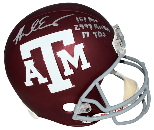 MIKE EVANS AUTOGRAPHED TEXAS A&M AGGIES FULL SIZE HELMET W/ CAREER STATS