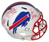JIM KELLY THURMAN THOMAS ANDRE REED SIGNED BUFFALO BILLS WHITE SPEED HELMET JSA