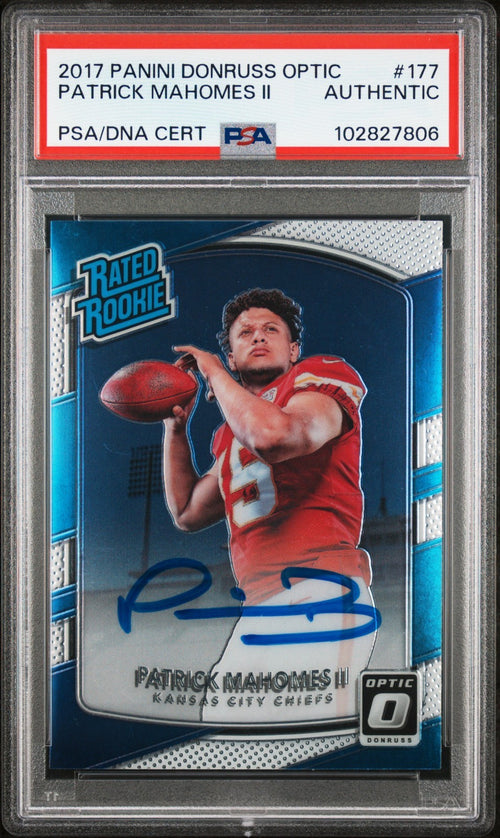 PATRICK MAHOMES SIGNED 2017 PANINI DONRUSS OPTIC RATED ROOKIE RC AUTO PSA AUTH