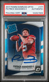PATRICK MAHOMES SIGNED 2017 PANINI DONRUSS OPTIC RATED ROOKIE RC AUTO PSA AUTH