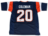 JONAH COLEMAN AUTOGRAPHED DENVER BRONCOS #20 NAVY JERSEY BECKETT