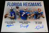 TIM TEBOW STEVE SPURRIER DANNY WUERFFEL AUTOGRAPHED FLORIDA GATORS 16x20 PHOTO