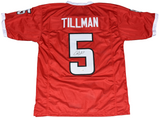 CHARLES PEANUT TILLMAN SIGNED LOUISIANA LAFAYETTE RAGIN CAJUNS #5 RED JERSEY JSA