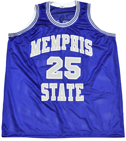 ANFERNEE PENNY HARDAWAY SIGNED MEMPHIS STATE TIGERS #25 BLUE JERSEY BECKETT
