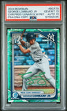 GEORGE LOMBARD JR SIGNED 2024 BOWMAN CHROME LUNAR GLOW REFRACTOR PSA 10 AUTO 10