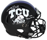 MAX DUGGAN SIGNED TCU HORNED FROGS BLACK FULL SIZE HELMET W/ 2022 DAVEY O'BRIEN