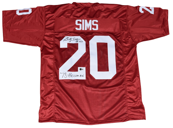 BILLY SIMS AUTOGRAPHED OKLAHOMA SOONERS #20 JERSEY W/ 78 HEISMAN