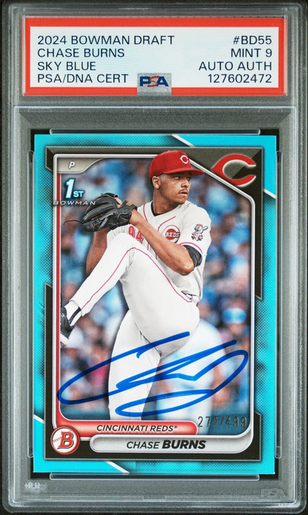 CHASE BURNS SIGNED 2024 BOWMAN DRAFT 1ST ROOKIE RC PSA AUTO AUTHENTIC