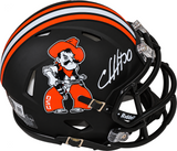 CHUBA HUBBARD SIGNED OKLAHOMA STATE COWBOYS PISTOL PETE MINI HELMET BECKETT