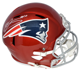 MAC JONES AUTOGRAPHED NEW ENGLAND PATRIOTS FLASH FULL SIZE SPEED HELMET BECKETT