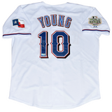MICHAEL YOUNG SIGNED TEXAS RANGERS 2011 WORLD SERIES MAJESTIC JERSEY BECKETT