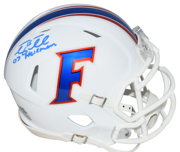 TIM TEBOW AUTOGRAPHED FLORIDA GATORS WHITE SPEED MINI HELMET W/ 07 HEISMAN