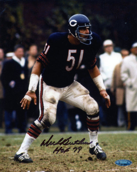 DICK BUTKUS AUTOGRAPHED CHICAGO BEARS 8x10 PHOTO TRISTAR W/ HOF 79
